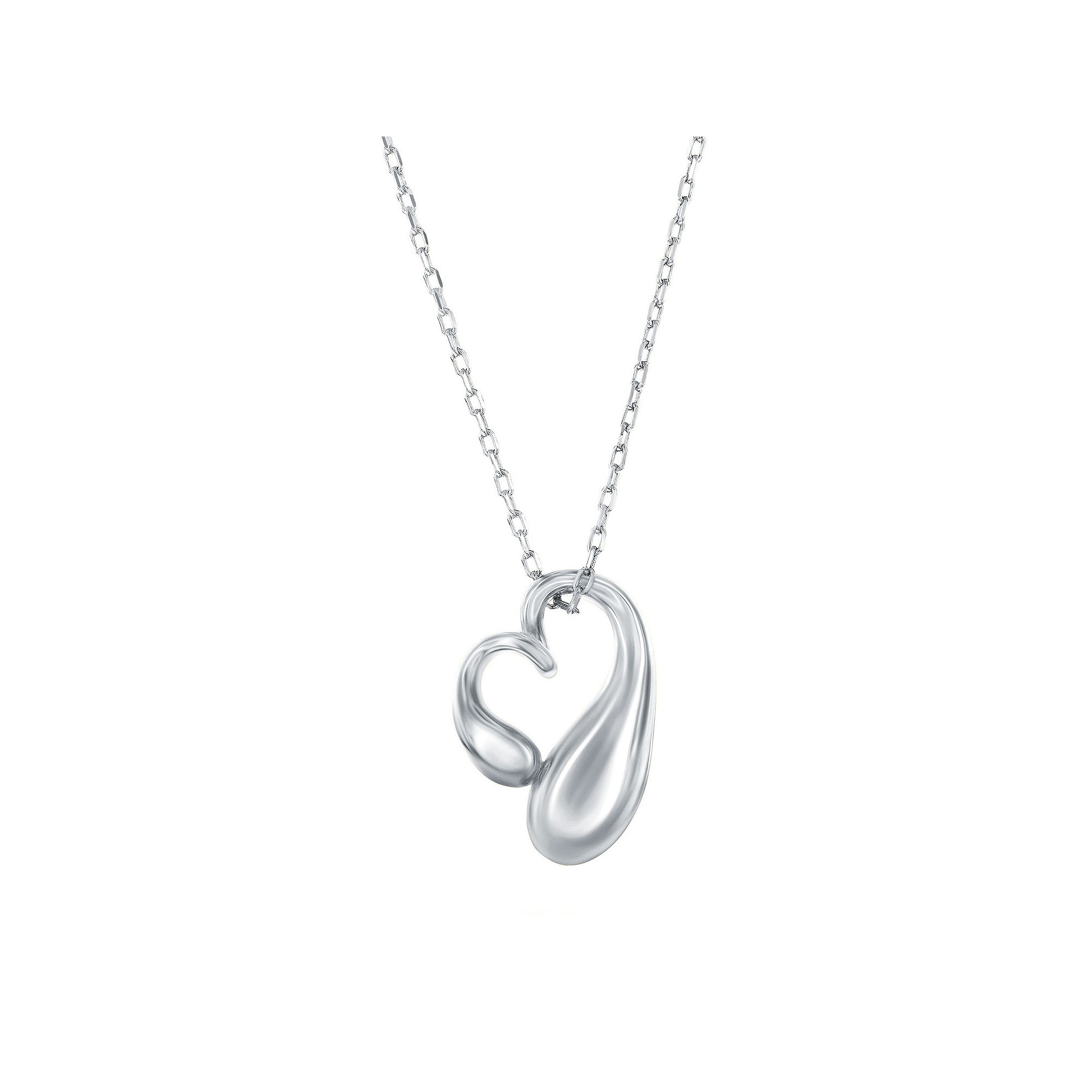 Argento Bella Sterling Silver Sideways Puff Heart Necklace, Womens, Size: