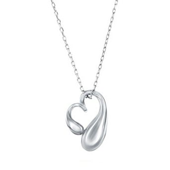 Argento Bella Sterling Silver Sideways Puff Heart Necklace