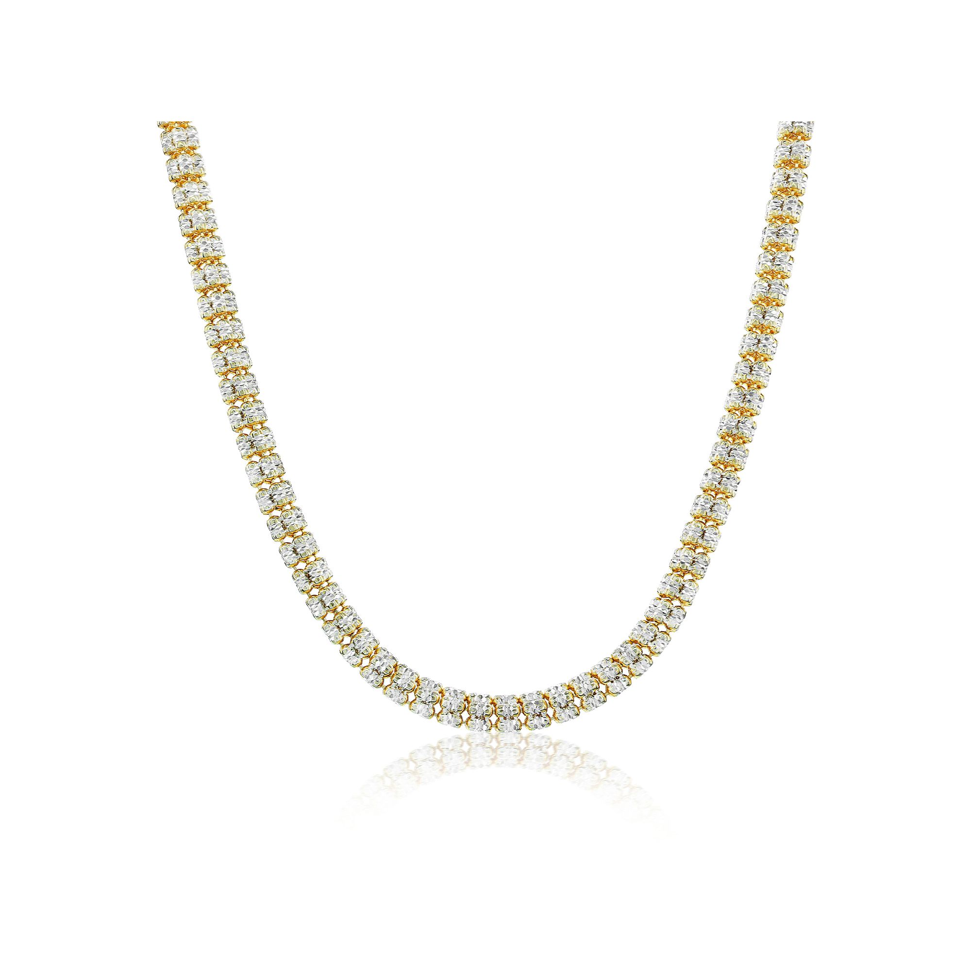 Argento Bella Sterling Silver Two Tone 5 mm Ice Chain Necklace, Womens, S