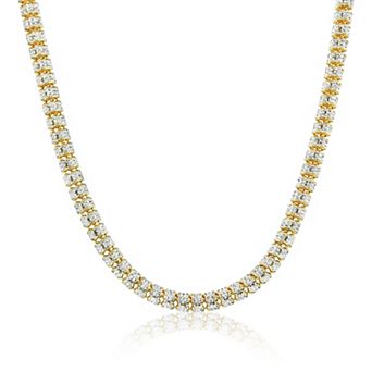 Argento Bella Sterling Silver Two Tone 5 mm Ice Chain Necklace