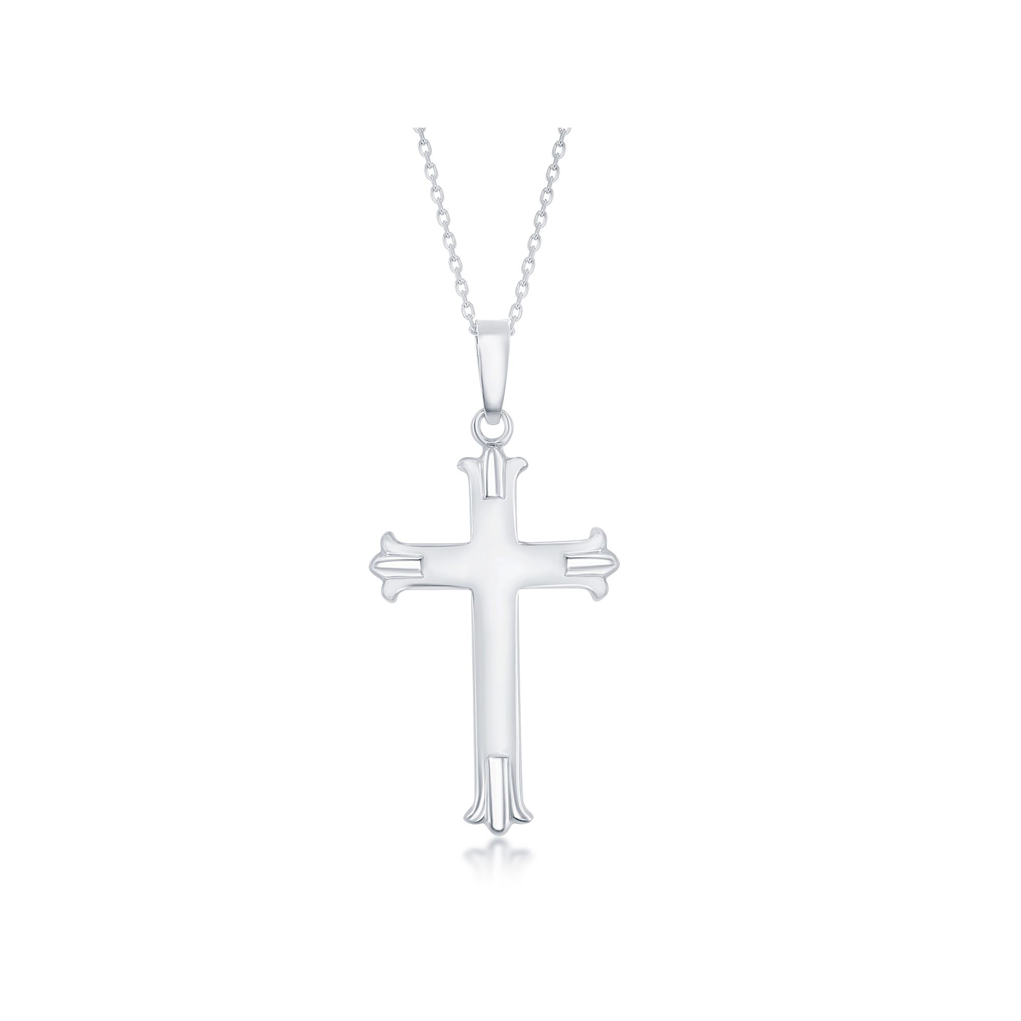 Argento Bella Sterling Silver Designed Cross Pendant Necklace, Womens, Si