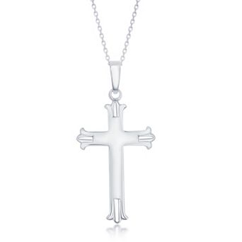 Argento Bella Sterling Silver Designed Cross Pendant Necklace