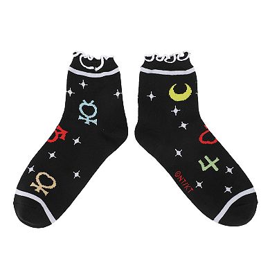 Women's 3-Pck Sailor Moon Logo Quarter Crew Socks