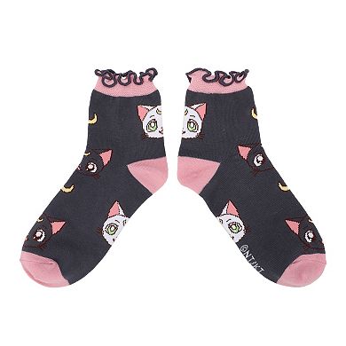 Women's 3-Pck Sailor Moon Logo Quarter Crew Socks