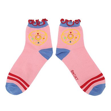 Women's 3-Pck Sailor Moon Logo Quarter Crew Socks