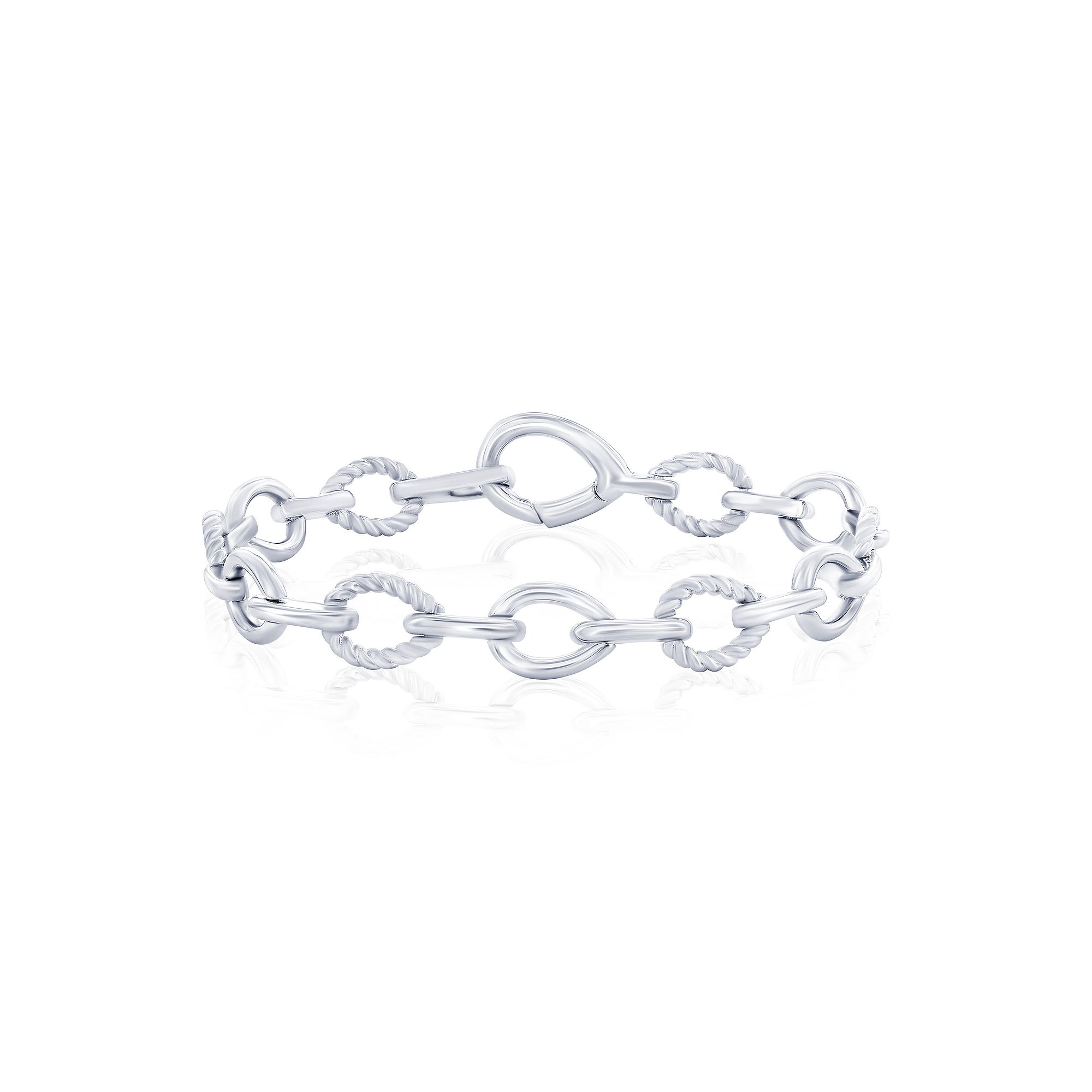 Argento Bella Sterling Silver Alternating Link Bracelet, Womens, Size: 7