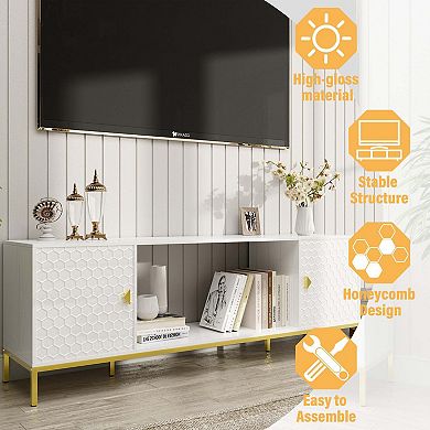 Mondawe 70 Inch Modern Television Station,Media Television Station With Large Storage Space