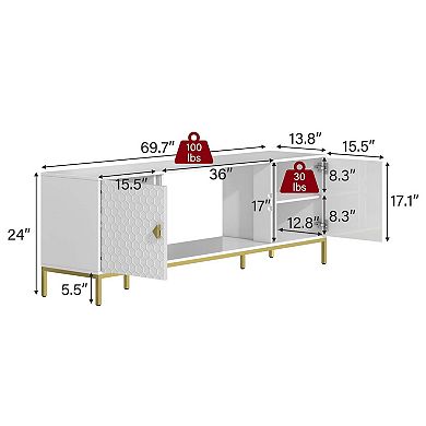 Mondawe 70 Inch Modern Television Station,Media Television Station With Large Storage Space