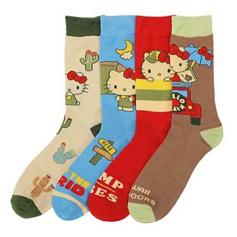 Women's 4-Pack Hello Kitty Kawaii Crew Socks