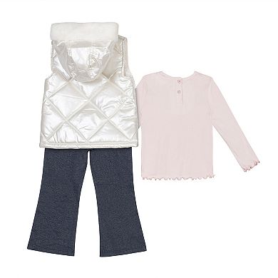 Baby & Toddler Little Lass 3-pc. Puffer Vest, Top & Pants Set