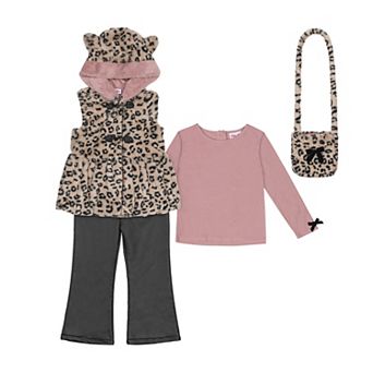 Baby & Toddler Girl Little Lass 3 pc Faux Fur Vest, Top & Pants Set