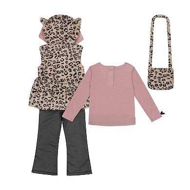 Baby & Toddler Girl Little Lass 3-pc. Faux Fur Vest, Top & Pants Set