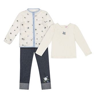 Baby & Toddler Girl Little Lass 3 pc Sherpa Jacket, Top & Leggings Set