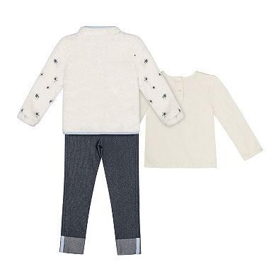 Baby & Toddler Girl Little Lass 3-pc. Sherpa Jacket, Top & Leggings Set