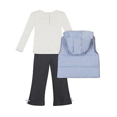Baby & Toddler Little Lass 3-pc. Puffer Vest, Top & Pants Set