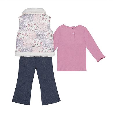 Baby & Toddler Little Lass 3-pc. Puffer Vest, Top & Pants Set