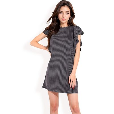 knee length dresses for ladies Amber Textured Knit Mini Dress in Black – FEHRNVI main image 1