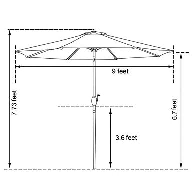 Mondawe 9ft Patio Umbrella Outdoor Market 32 LED Solar Umbrella with Tilt and Crank