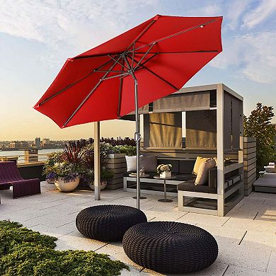 Mondawe 9ft Outdoor Patio Market Umbrella with Push Button Tilt and Crank