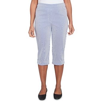 Petite Alfred Dunner Striped Cuffed Capri Pants