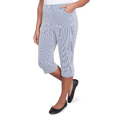 Petite Alfred Dunner Striped Cuffed Capri Pants