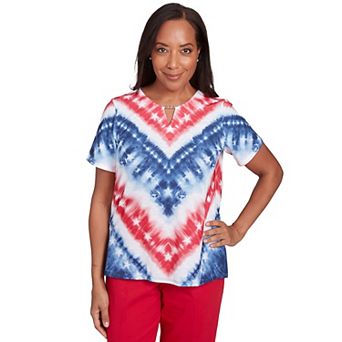 Petite Alfred Dunner Tie Dye American Chevron Short Sleeve Tee
