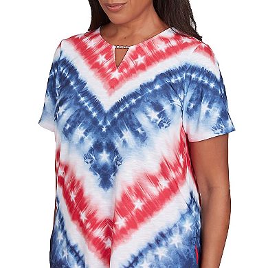 Petite Alfred Dunner Tie Dye American Chevron Short Sleeve Tee