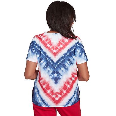 Petite Alfred Dunner Tie Dye American Chevron Short Sleeve Tee
