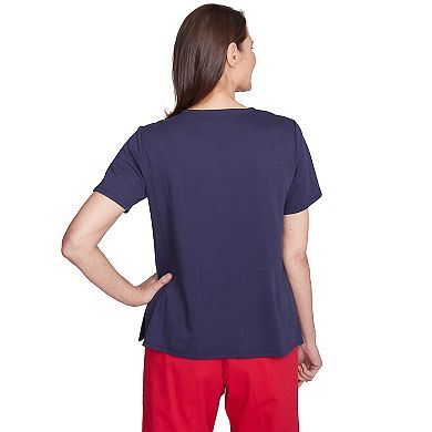 Petite Alfred Dunner Butterfly Criss-Cross Short Sleeve Tee