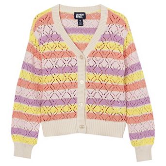 Girls 2-16 Lands' End Button Front Pointelle Knit Sweater