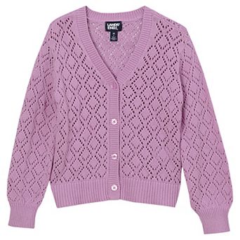 Girls 2-16 Lands' End Button Front Pointelle Knit Sweater