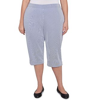 Plus Size Alfred Dunner Striped Cuffed Capri Pants