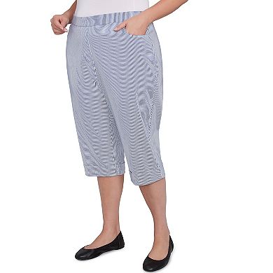 Plus Size Alfred Dunner Striped Cuffed Capri Pants