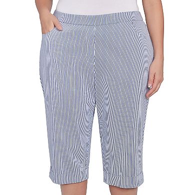 Plus Size Alfred Dunner Striped Cuffed Capri Pants