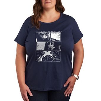 Plus Size Star Wars Obi vs Darth Vadar Graphic Tee