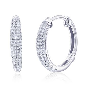 Divine Gold Sterling Silver 1/4 Carat T.W. Diamond 15 mm Hoop Earrings