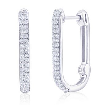 Divine Gold Sterling Silver 1/8 Carat T.W. Diamond U-Hoop Earrings