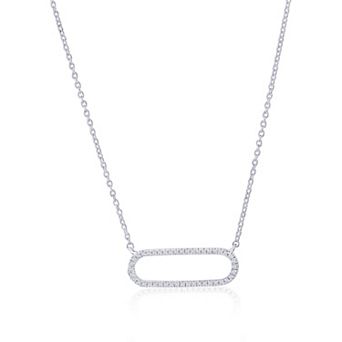 Divine Gold Sterling Silver Diamond Accent Oval Bar Necklace