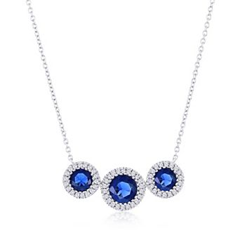 Divine Gold Sterling Silver Lab-Created Sapphire & Diamond Accent Necklace