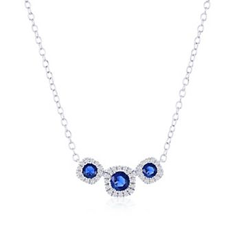 Divine Gold Sterling Silver Lab-Created Sapphire & Diamond Accent Necklace