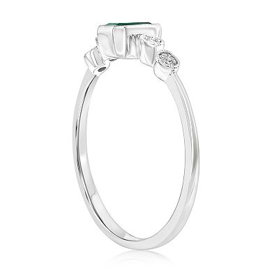 Divine Gold Sterling Silver Lab-Created Emerald & Diamond Accent Ring