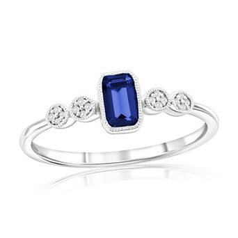 Divine Gold Sterling Silver Lab-Created Sapphire & Diamond Accent Ring