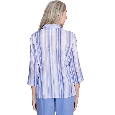 Women's Alfred Dunner Mitered Iris Stripe Button Down Top