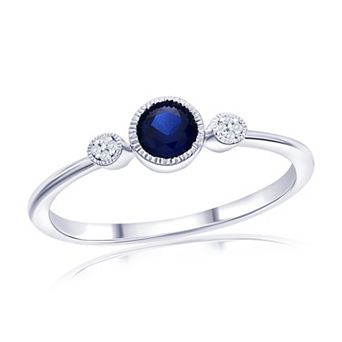 Divine Gold Sterling Silver Lab-Created Sapphire & Diamond Accent Round Ring