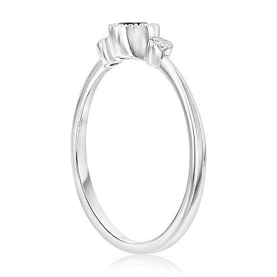 Divine Gold Sterling Silver Lab-Created Sapphire & Diamond Accent Round Ring