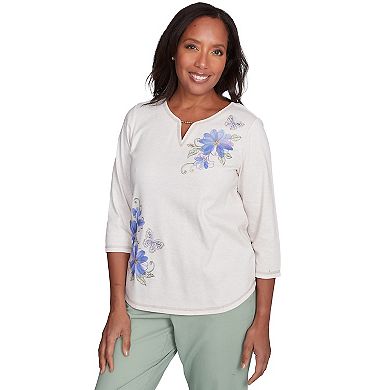 Alfred Dunner Plus Size Garden Party Short Sleeve Burnout Floral Top - Macy's