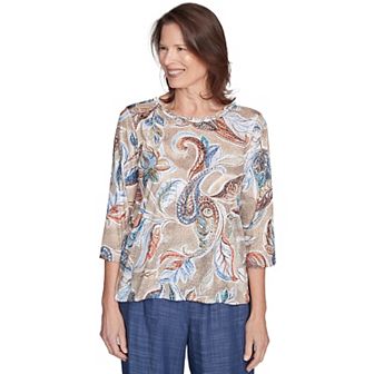 Women's Alfred Dunner Twisted Crew Neck Paisley Top
