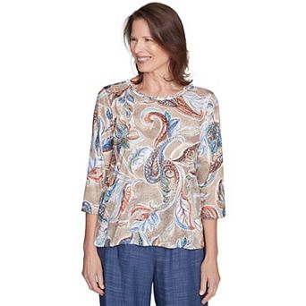 Women's Alfred Dunner Twisted Crew Neck Paisley Top