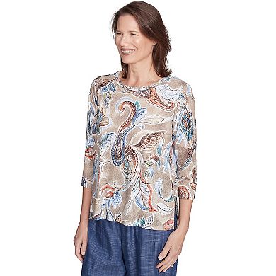 Women's Alfred Dunner Twisted Crew Neck Paisley Top