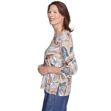 Women's Alfred Dunner Twisted Crew Neck Paisley Top